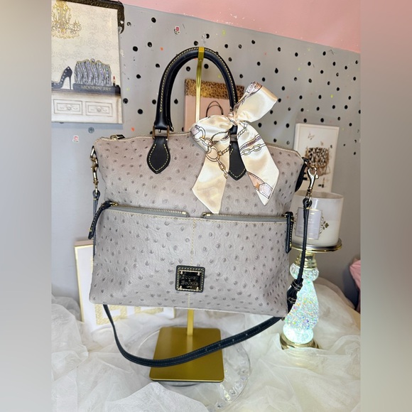 Dooney & Bourke Gray Ostrich Skin Satchel - Picture 5 of 15